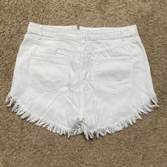 White Cut Off High Rise Shorts - Picture 2 of 2